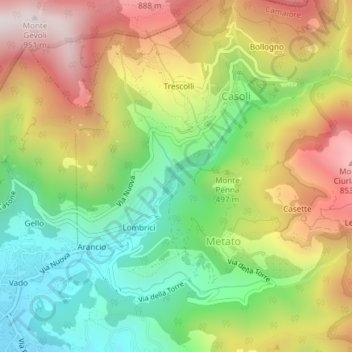 Topografisk kort Candalla, højde, terræn