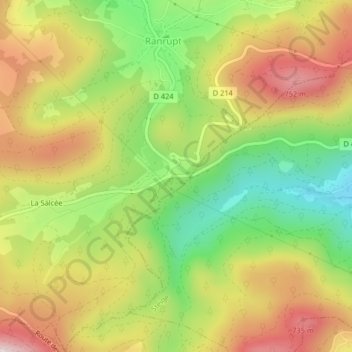 Topografisk kort Col de Steige, højde, terræn