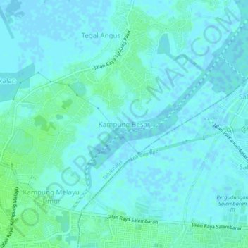 Topografisk kort Kampung Besar, højde, terræn