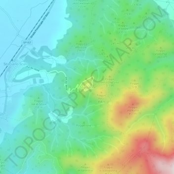 Topografisk kort Sticciano, højde, terræn