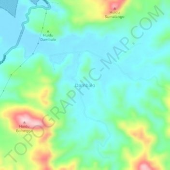 Topografisk kort Dambalo, højde, terræn