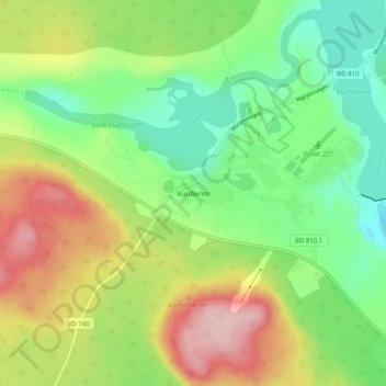 Topografisk kort Vuollerim, højde, terræn
