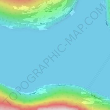 Topografisk kort Nordfjord, højde, terræn