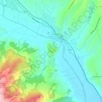Topografisk kort Poppi, højde, terræn