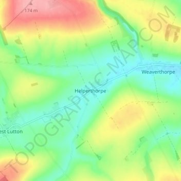 Topografisk kort Helperthorpe, højde, terræn