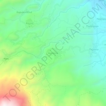 Topografisk kort Melidoni, højde, terræn