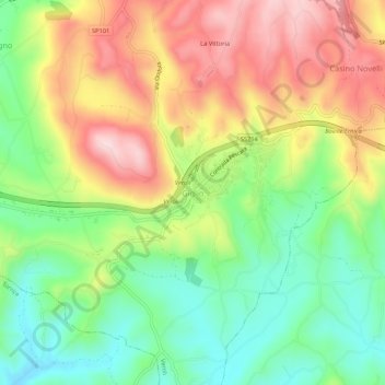 Topografisk kort Giglio, højde, terræn