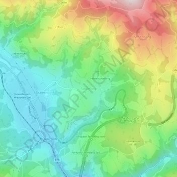 Topografisk kort Schiefling, højde, terræn