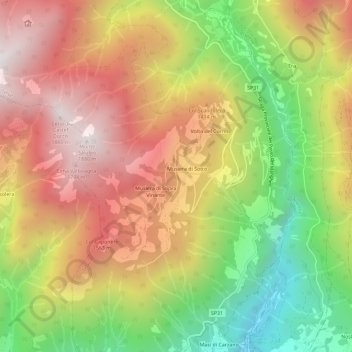 Topografisk kort Musiera, højde, terræn