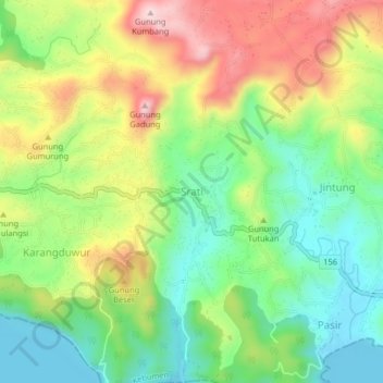 Topografisk kort Srati, højde, terræn