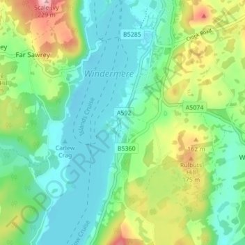 Topografisk kort Storrs, højde, terræn