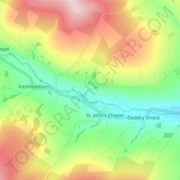 Topografisk kort East Blackdene, højde, terræn