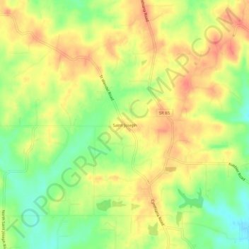 Topografisk kort Saint Joseph, højde, terræn