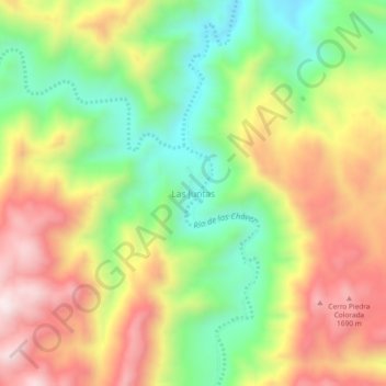 Topografisk kort Las Juntas, højde, terræn