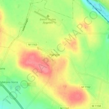 Topografisk kort Härslöv, højde, terræn