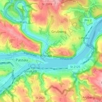 Topografisk kort Jägerhof, højde, terræn