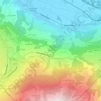 Topografisk kort Ronnaz, højde, terræn