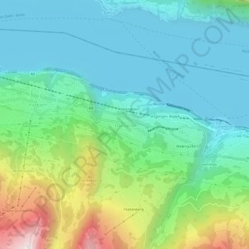 Topografisk kort Obstalden, højde, terræn