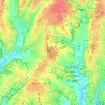 Topografisk kort Forte Bravetta, højde, terræn