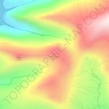 Topografisk kort Postulakirkja, højde, terræn