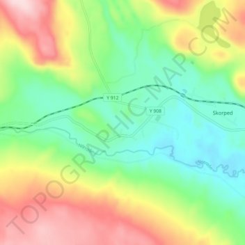 Topografisk kort Lännäs, højde, terræn