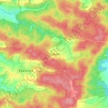 Topografisk kort Stuben, højde, terræn