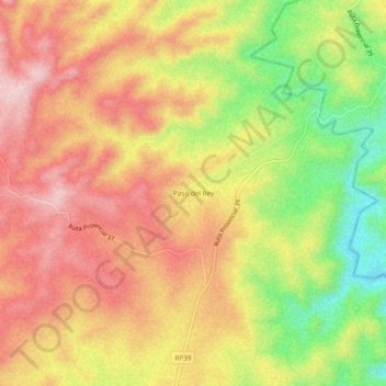 Topografisk kort Paso del Rey, højde, terræn