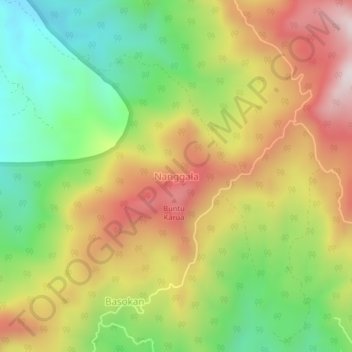 Topografisk kort Nanggala, højde, terræn
