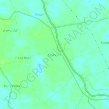 Topografisk kort Kasupute, højde, terræn