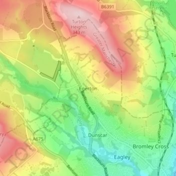 Topografisk kort Egerton, højde, terræn