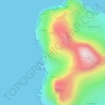 Topografisk kort Manssetur, højde, terræn