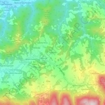 Topografisk kort Paravello, højde, terræn