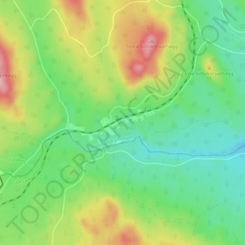Topografisk kort Älvho, højde, terræn