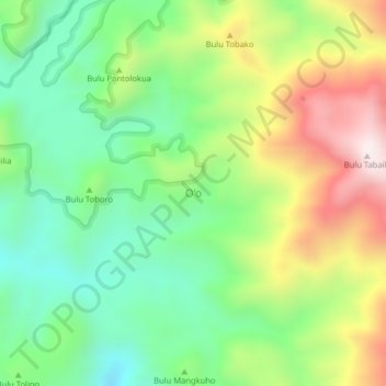 Topografisk kort O'o, højde, terræn