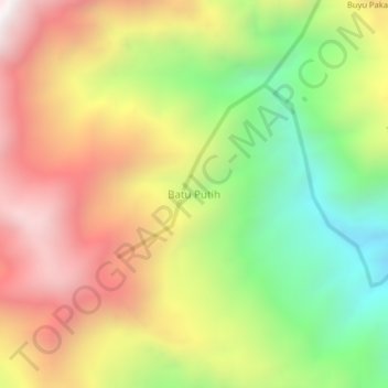 Topografisk kort Batu Putih, højde, terræn