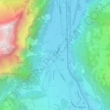 Topografisk kort Netstal, højde, terræn