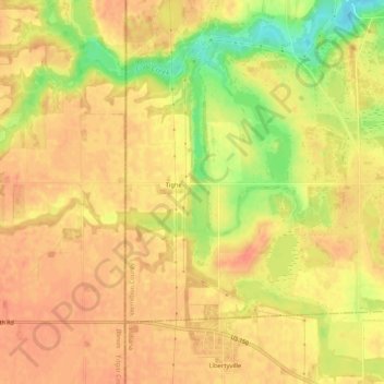 Topografisk kort Tighe, højde, terræn