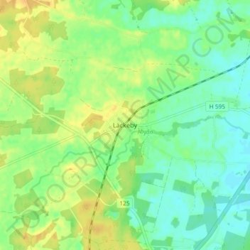 Topografisk kort Läckeby, højde, terræn