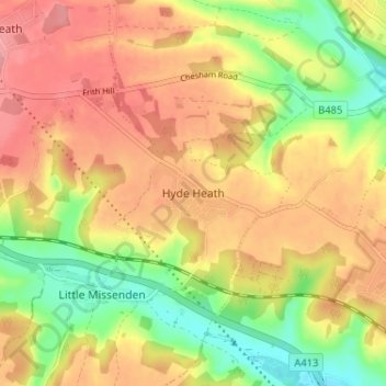 Topografisk kort Hyde Heath, højde, terræn