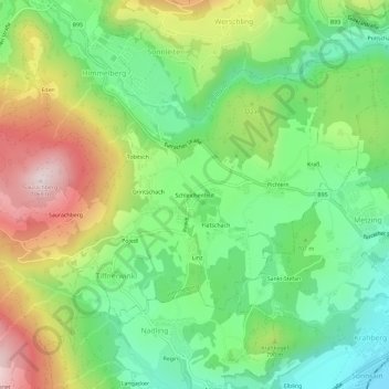 Topografisk kort Schleichenfeld, højde, terræn