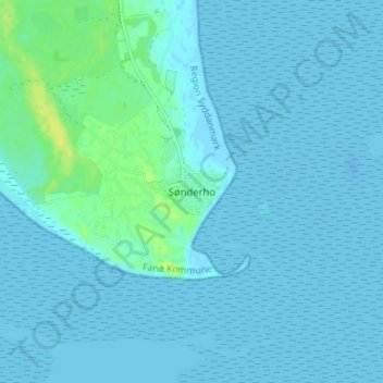 Topografisk kort Sønderho, højde, terræn