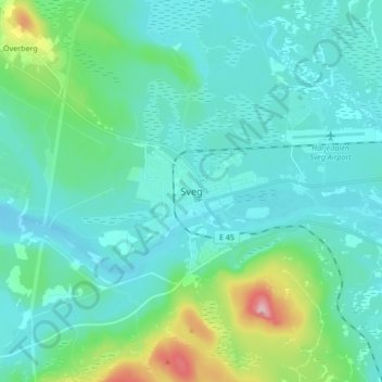 Topografisk kort Sveg, højde, terræn