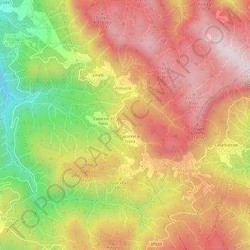 Topografisk kort Cecafumo, højde, terræn