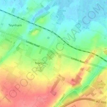 Topografisk kort Norton Ash, højde, terræn