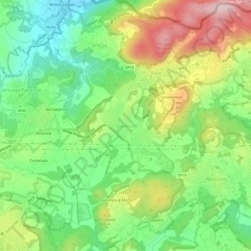Topografisk kort Gironico, højde, terræn