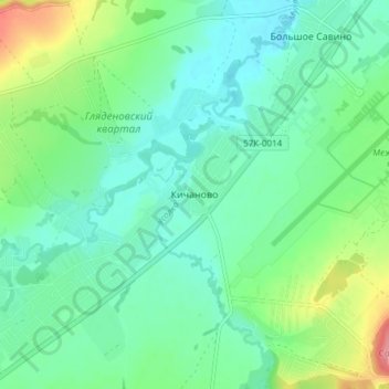Topografisk kort Kitsjanovo, højde, terræn