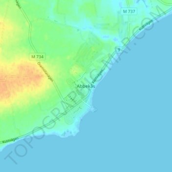 Topografisk kort Abbekås, højde, terræn