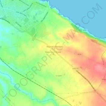 Topografisk kort Regione Li Pidriazzi II, højde, terræn