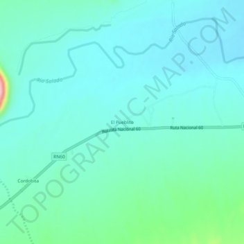 Topografisk kort El Pueblito, højde, terræn