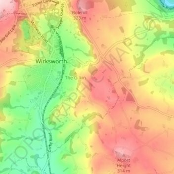Topografisk kort Breamfield, højde, terræn